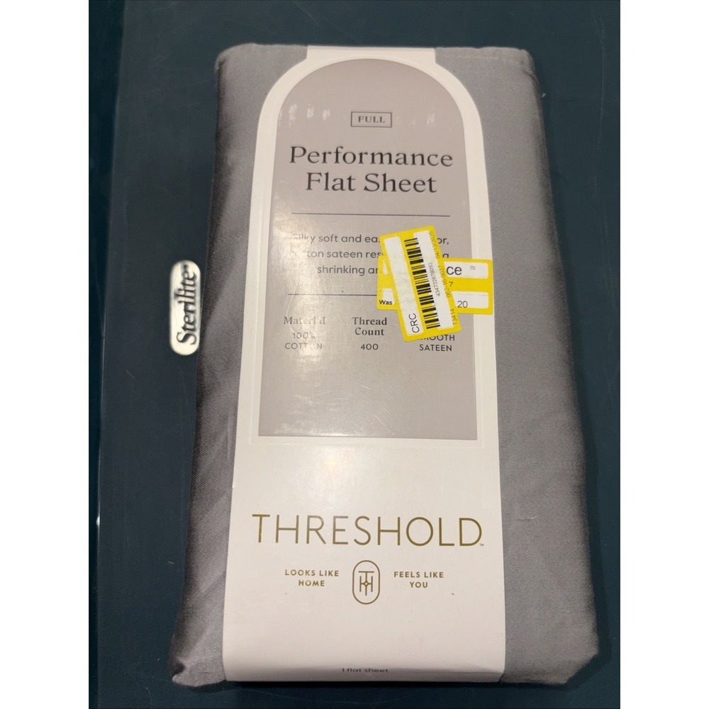 Full‎ 400 Thread Count Performance Flat Sheet Classic Gray - Threshold: Cotton